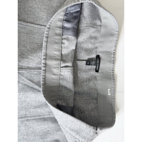 Eileen Fisher Pants L Gray Wool Lantern Flannel Side Zip Fall Winter - Picture 4 of 14